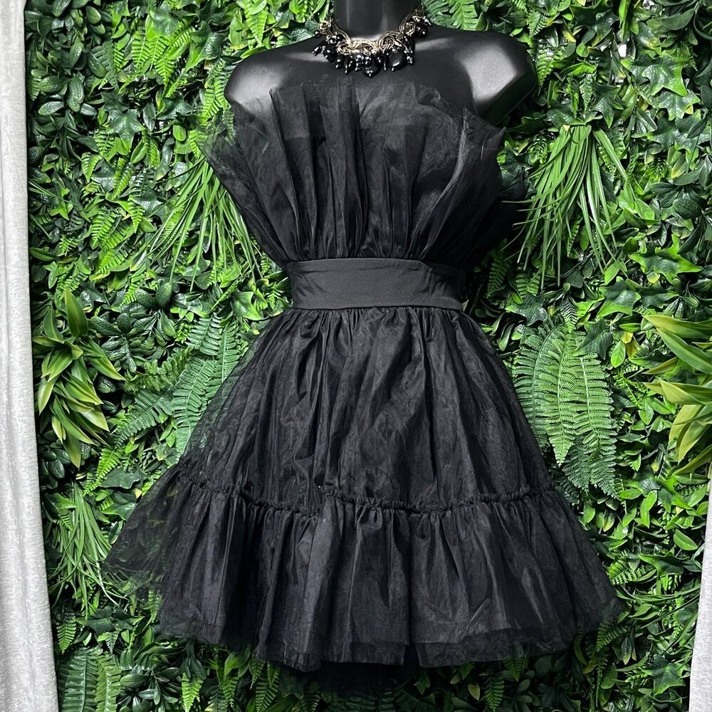 KLESIS Dress Women Medium Black Tulle Strapless Fit Flare Whimsy Cocktail‎ 2612